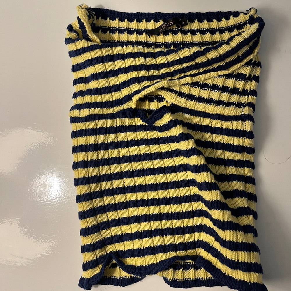 Striped Yellow and Navy Knit Top